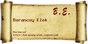 Barancsy Elek névjegykártya